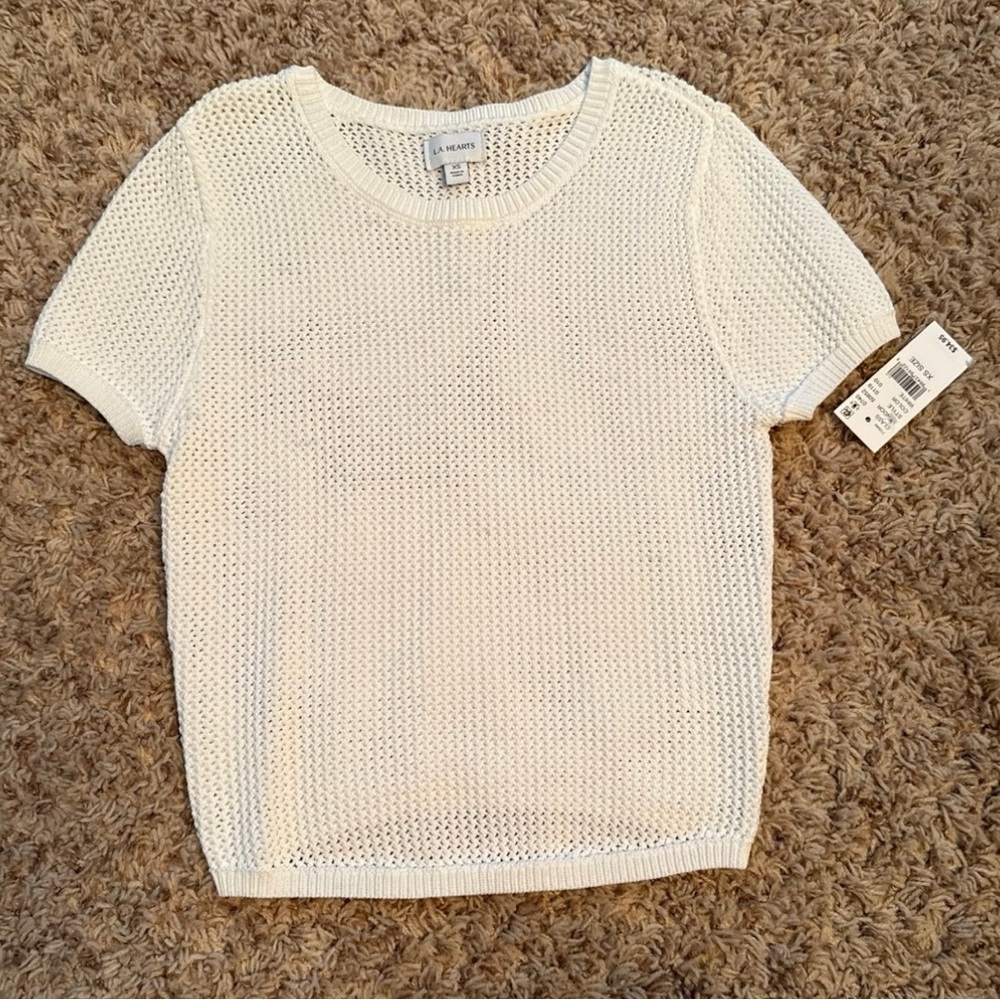 La Hearts White Short Sleeve Knit Tee